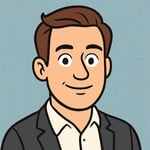 Create a headshot cartoon illustration of a man in white man in his 30s-1